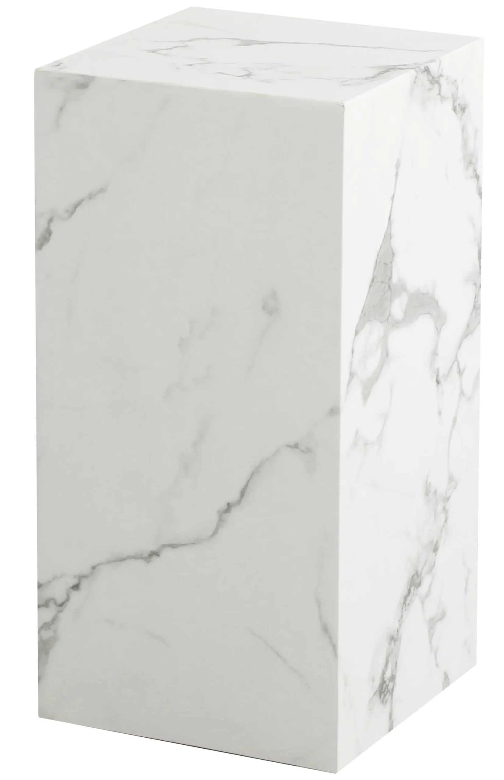 Avery piedestal i hvid marmorprint 25x25x50cm