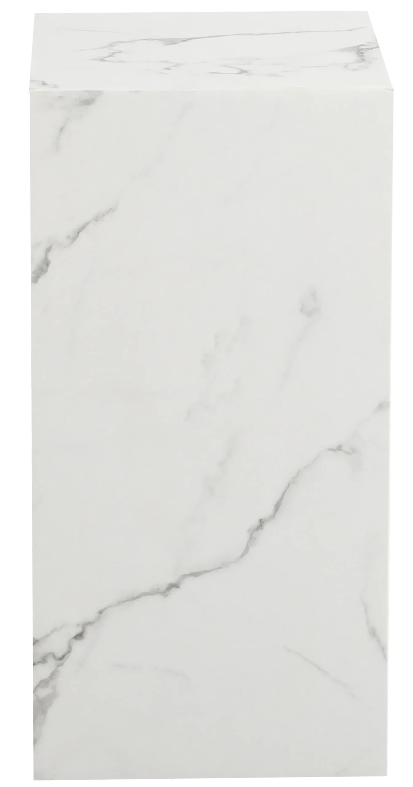 Avery piedestal i hvid marmorprint 25x25x50cm