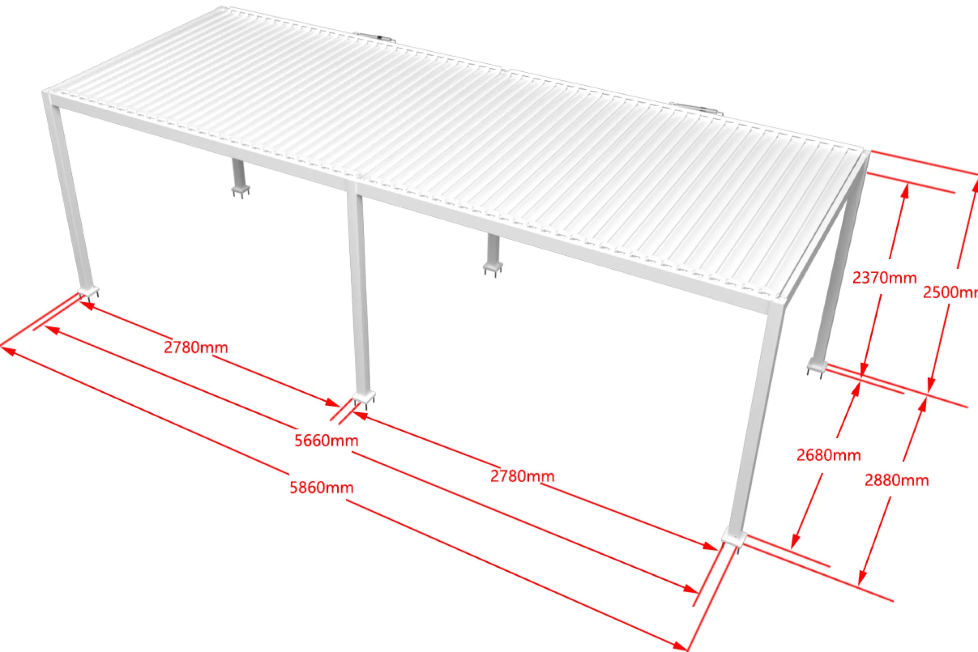 Essence elektrisk LED pergola med lameltag 600x300cm hvid