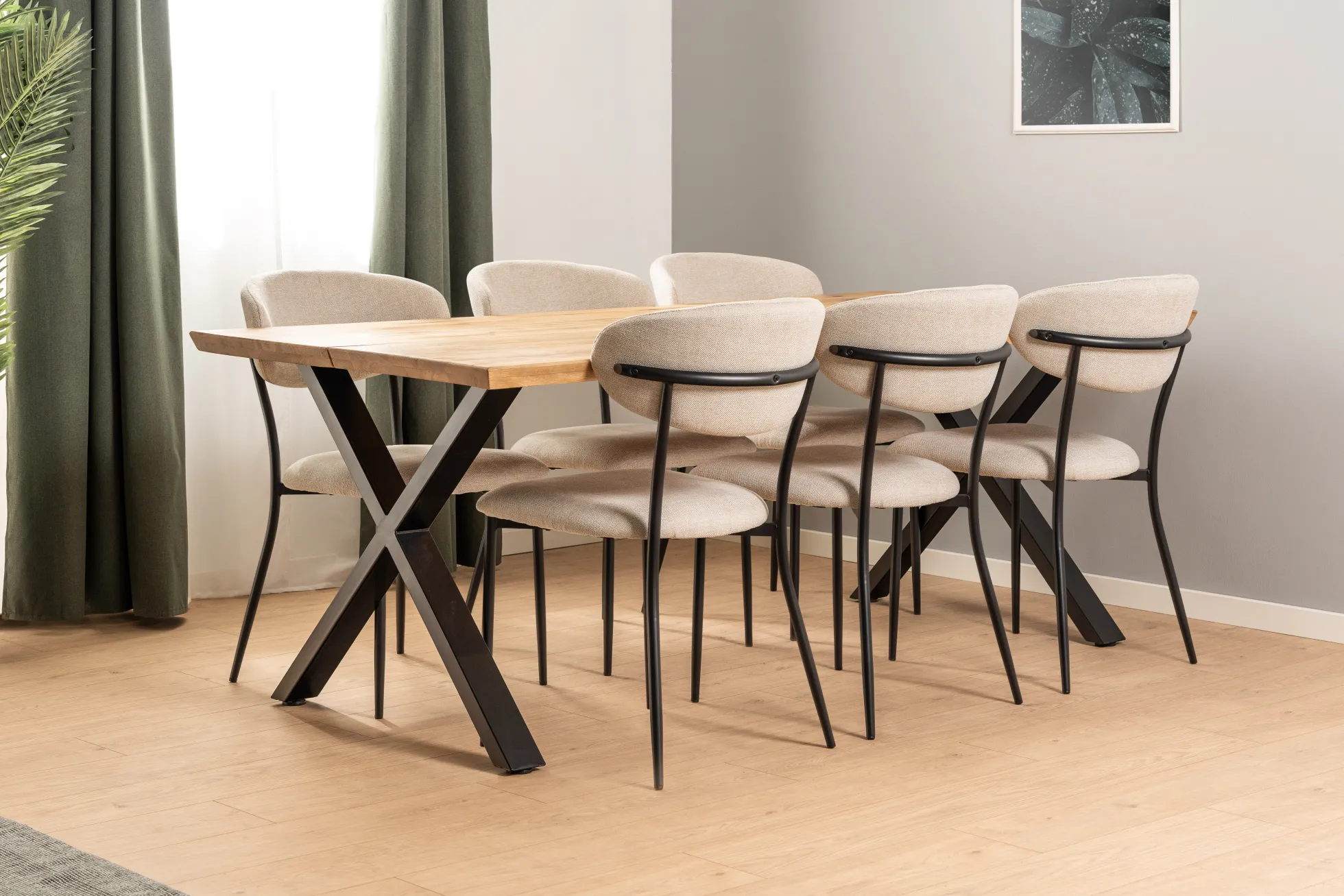 Firenze med krydsben 200x95x74cm eg natur/sort