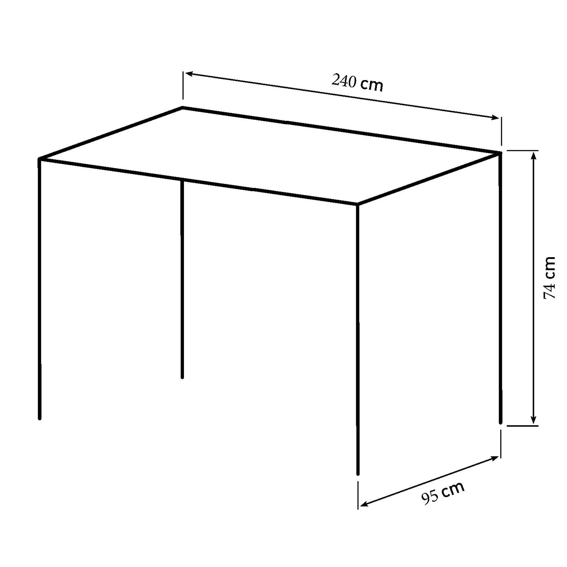 Firenze med krydsben 240x95x74cm eg smoked/sort