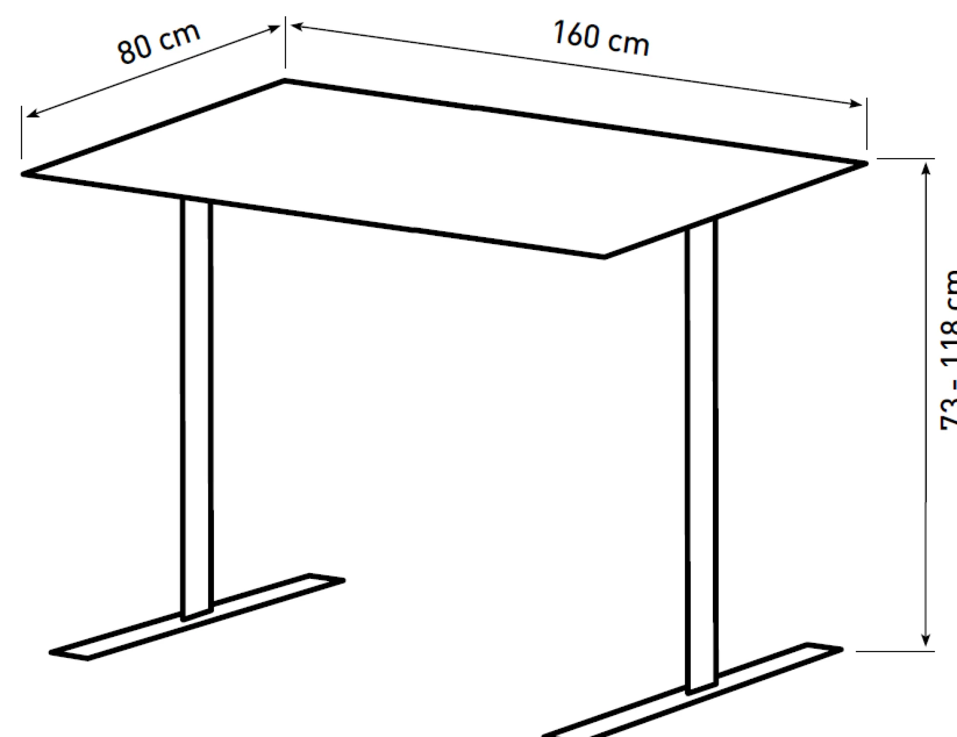 Hæve sænkebord brun 160x80cm