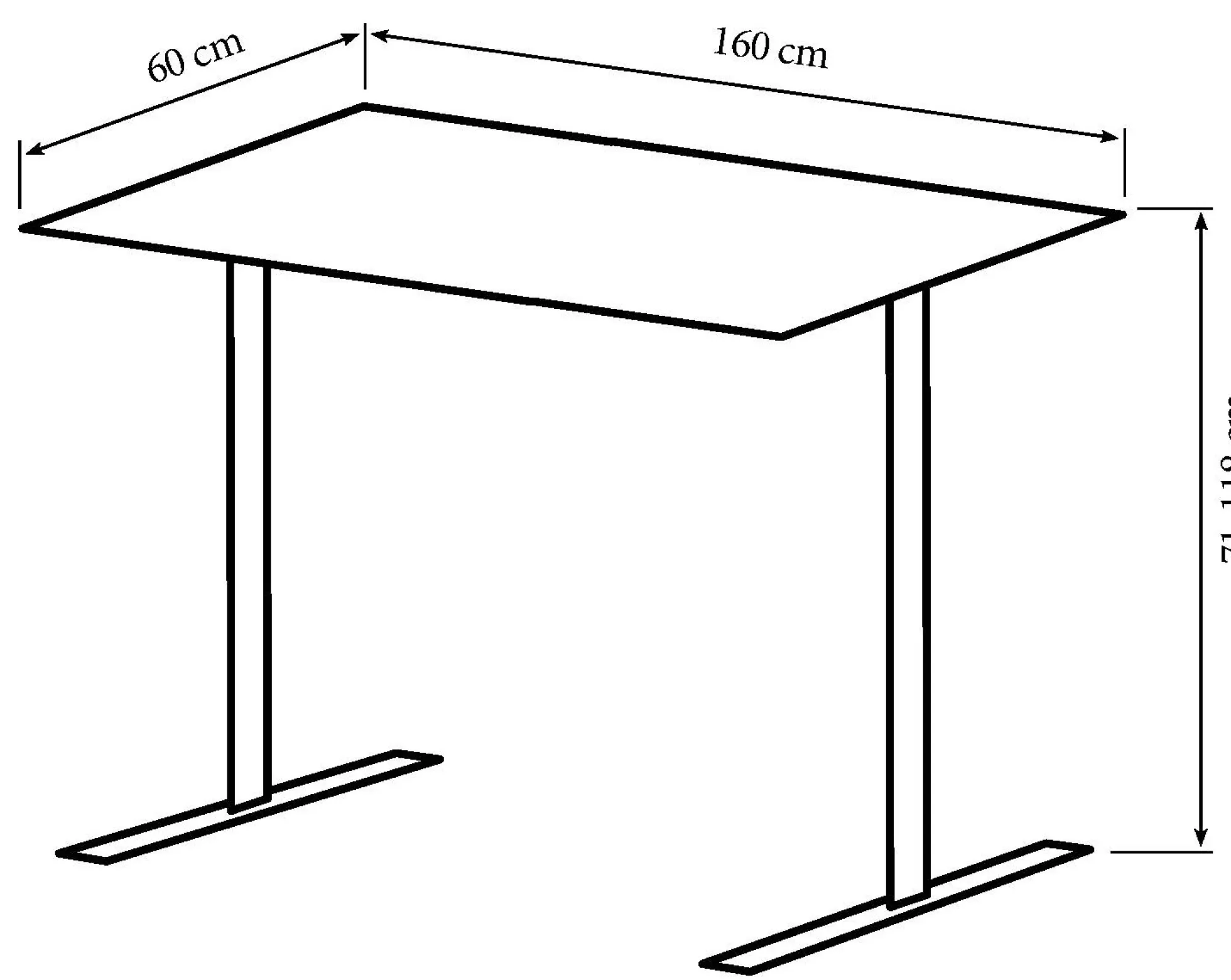 Hæve sænkebord hvid 160x60cm