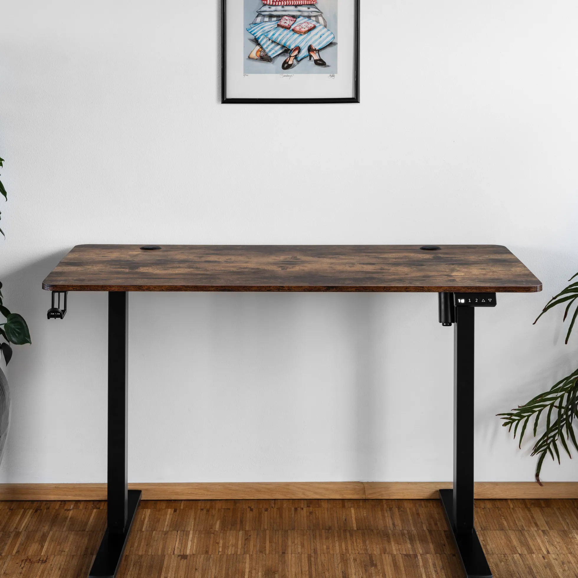 Hæve sænkebord mørkebrun 120x60cm