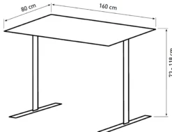 Hæve sænkebord natur 160x80cm