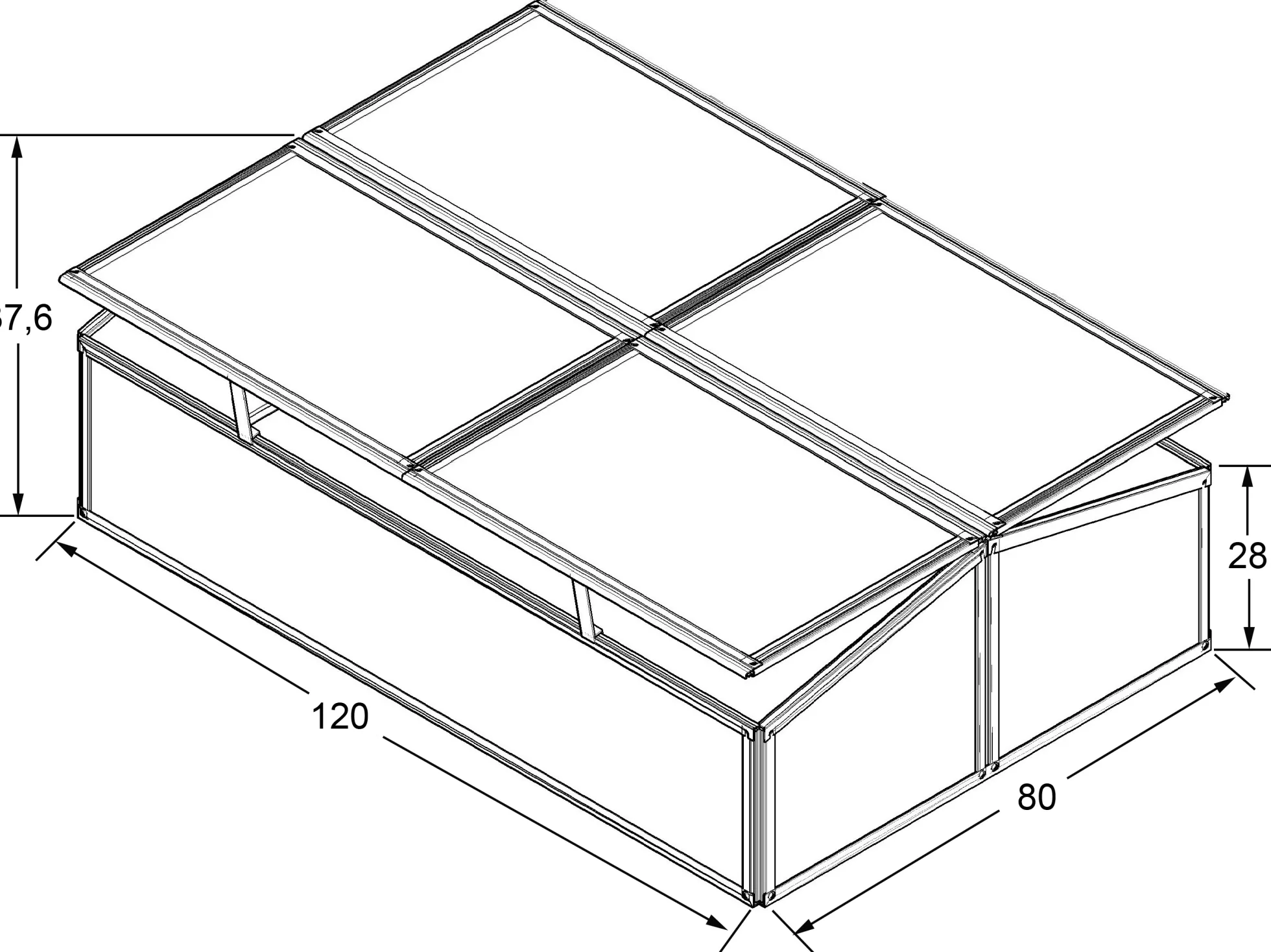 Minidrivhus sort 120x80x37cm