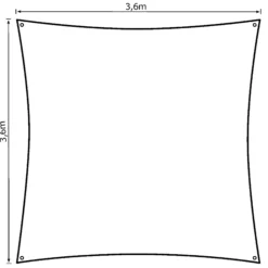 Solsejl antracitgrå LUX 3,6x3,6m