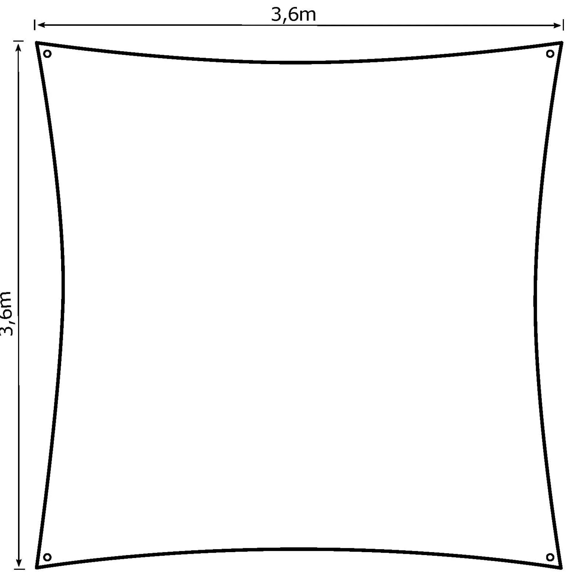 Solsejl grå LUX 3,6x3,6m