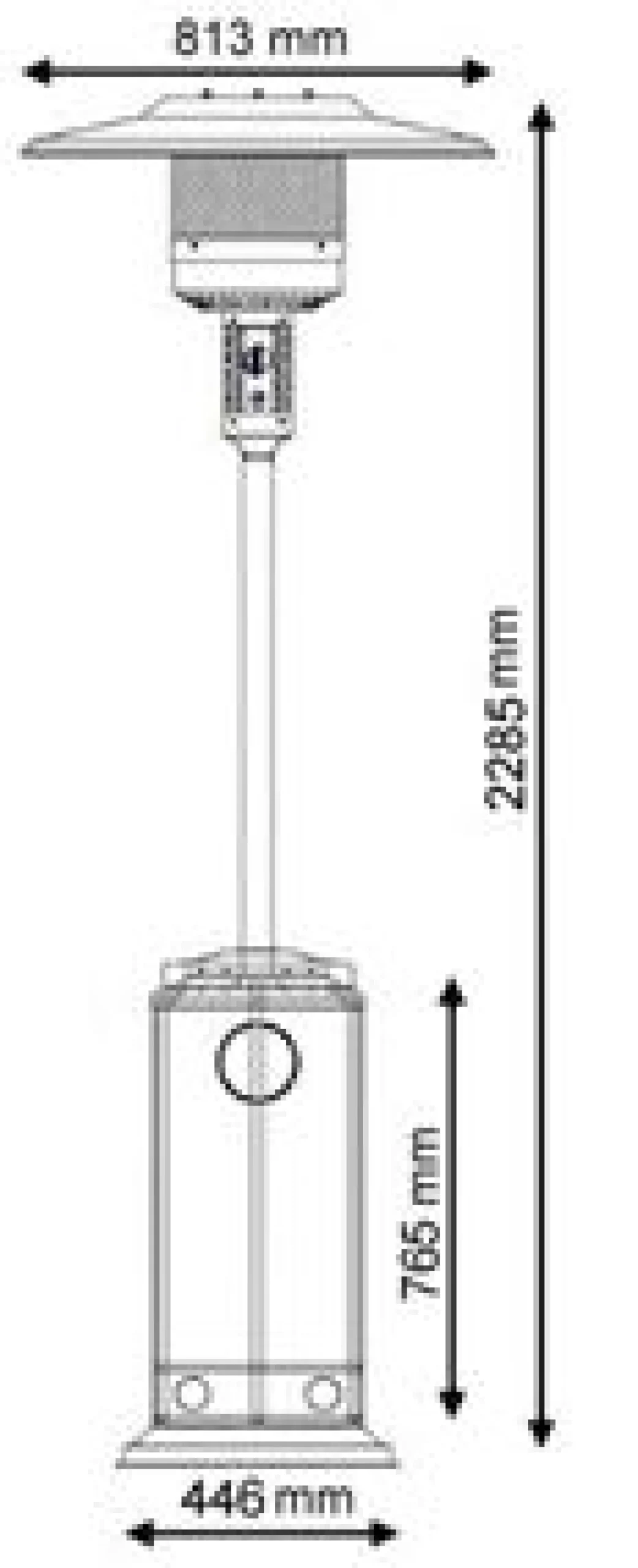 Terrassevarmer classic 227cm rustfrit stål